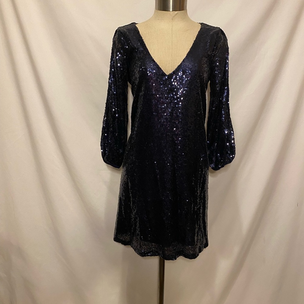 Lulus navy blue sequin long sleeve dress - Picture 4 of 10